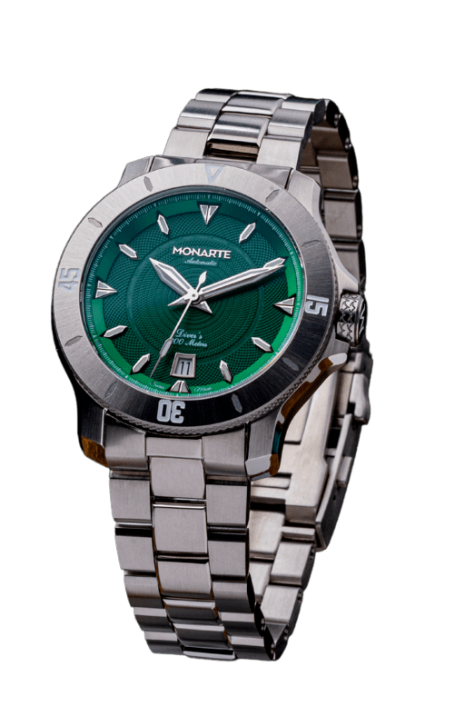 monarte watches green dial green watch diver's 300m men's watch microbrand diver watch swiss made in slovenia
